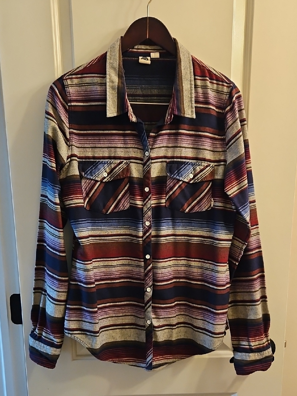 Roxy Camp Site Multi Stripe Button-Up Top, XL, Sarape, Long Sleeve, Southwestern - Picture 6 of 12